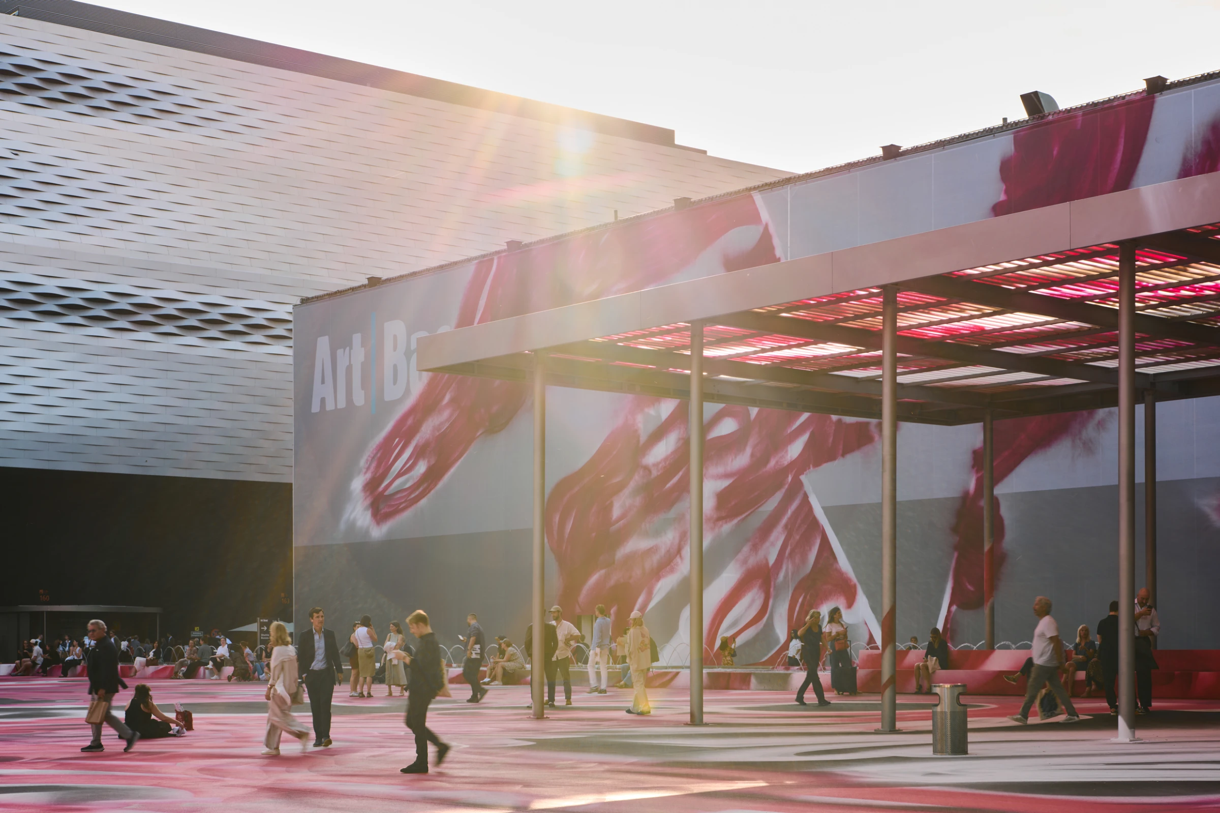 A wide shot of the Art Basel exhibition space in Basel, Switzerland