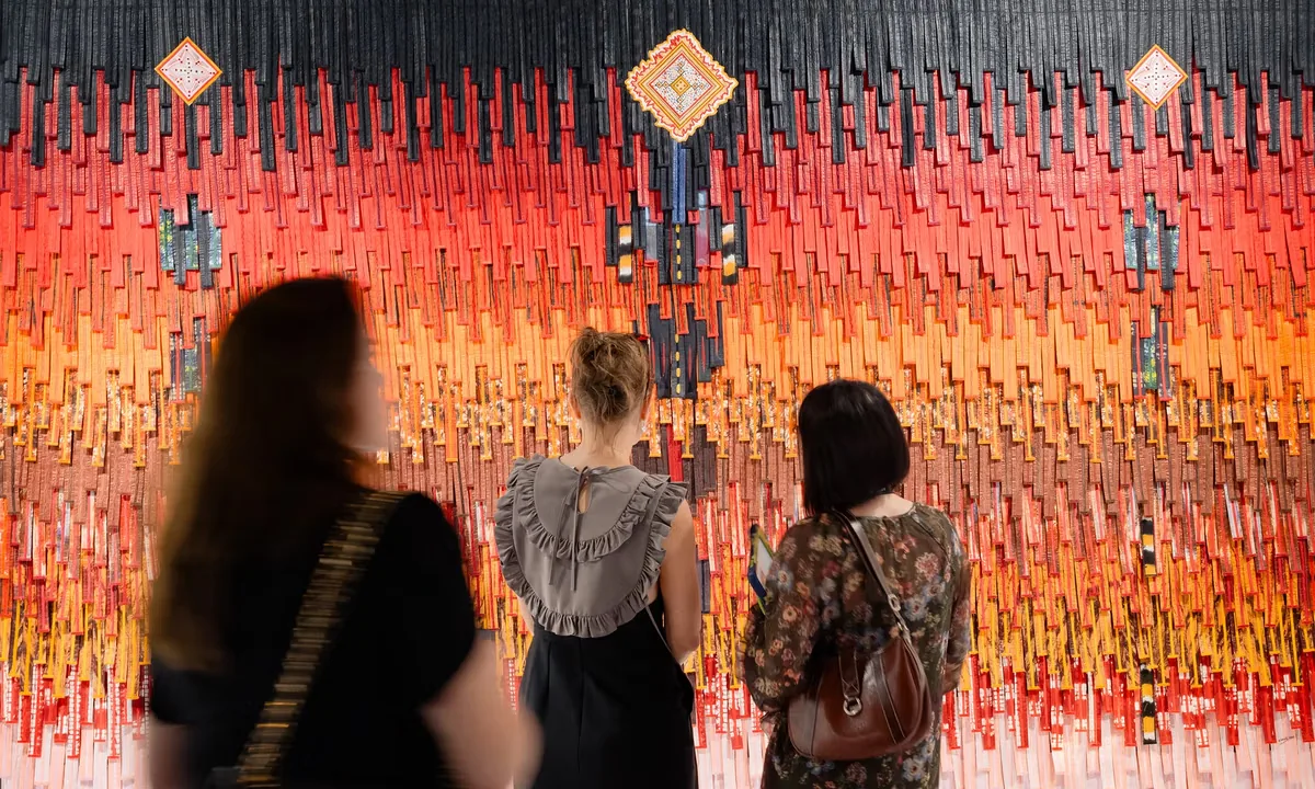 Visitors moving through Art Dubai's 2026 special edition at Madinat Jumeirah.
