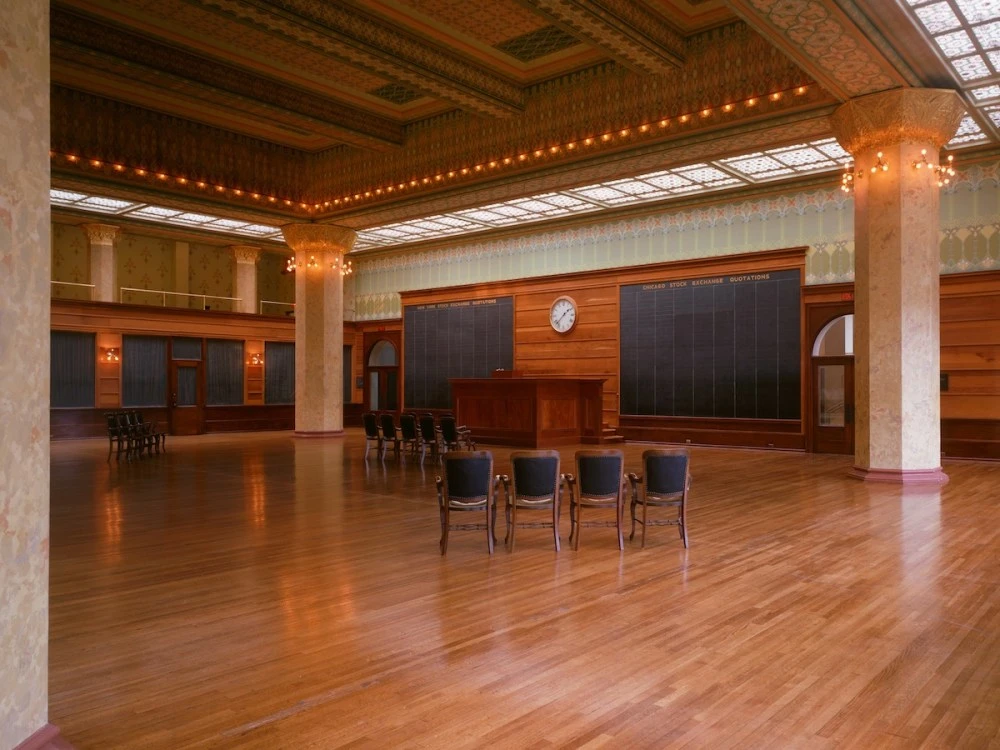 Interior view of the historic Chicago Stock Exchange Trading Room at the Art Institute of Chicago