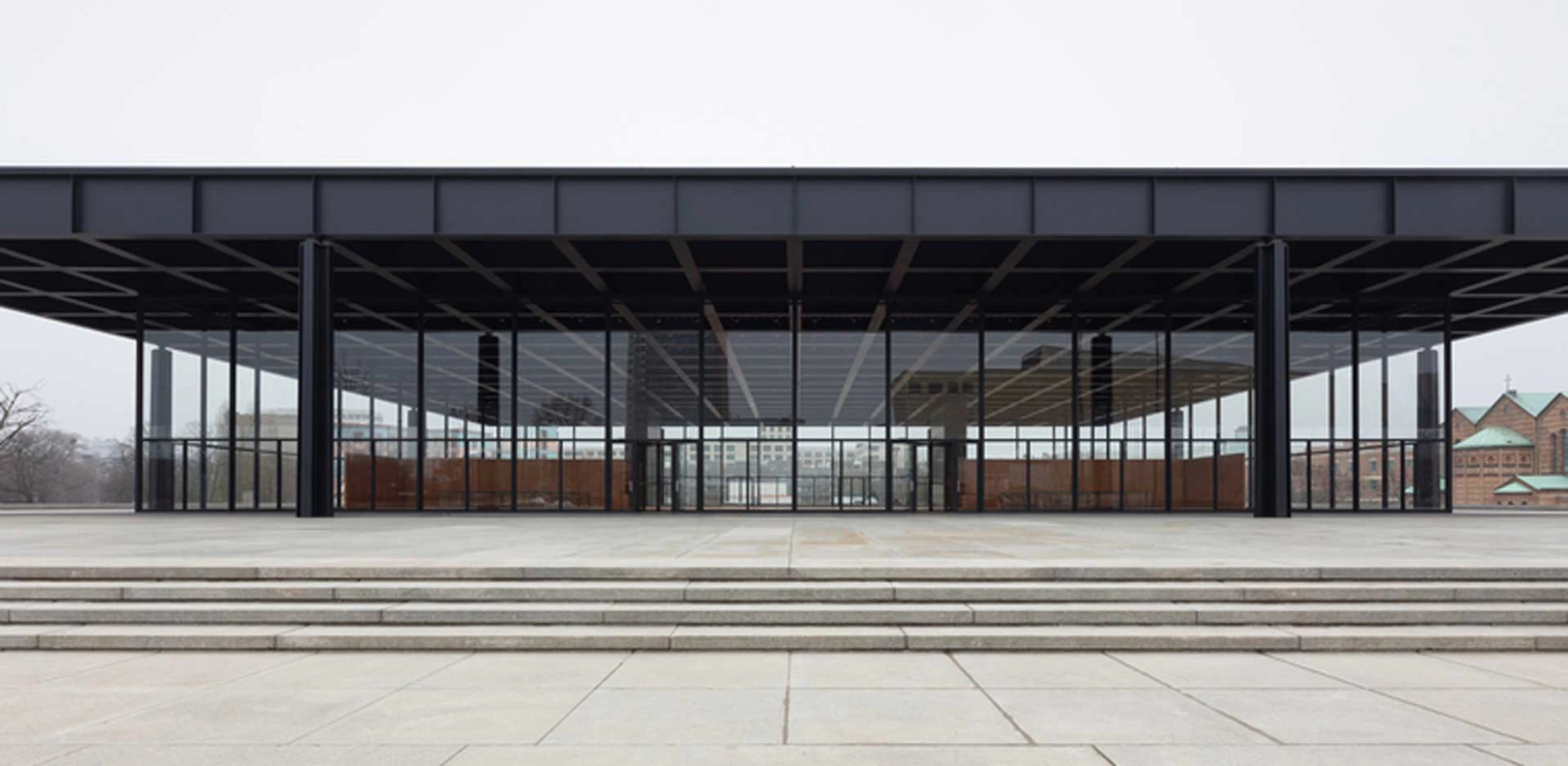 Exterior view of the Neue Nationalgalerie in Berlin, the institution Berlin Modern is intended to extend.