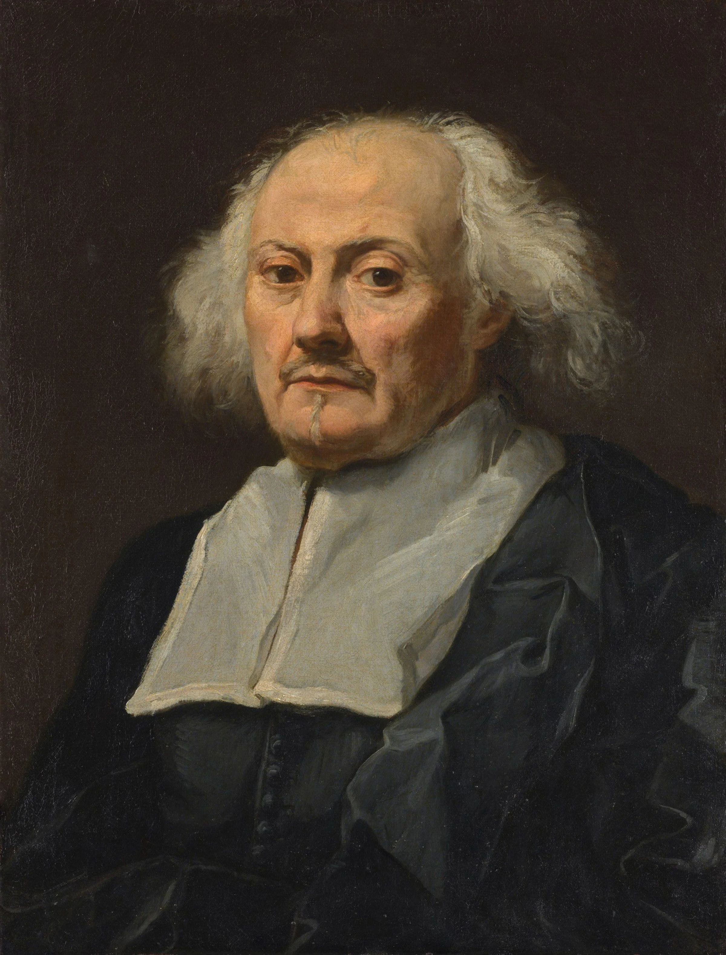 Gian Lorenzo Bernini Portrait of an Old Man, a nearly life-size head and shoulders of an elderly man with dishevelled white hair set against a dark background, previously attributed to anonymous 17th-century artist