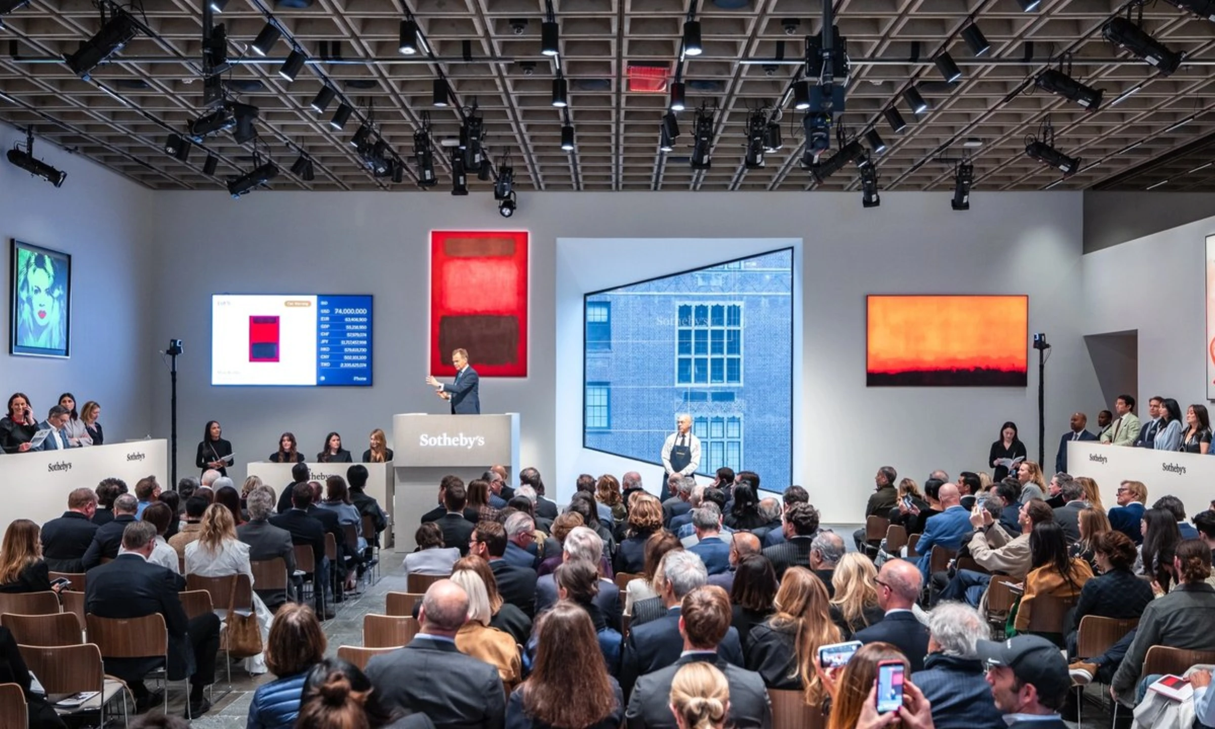 Mark Rothko painting Brown and Blacks in Reds at a Sotheby's sale preview