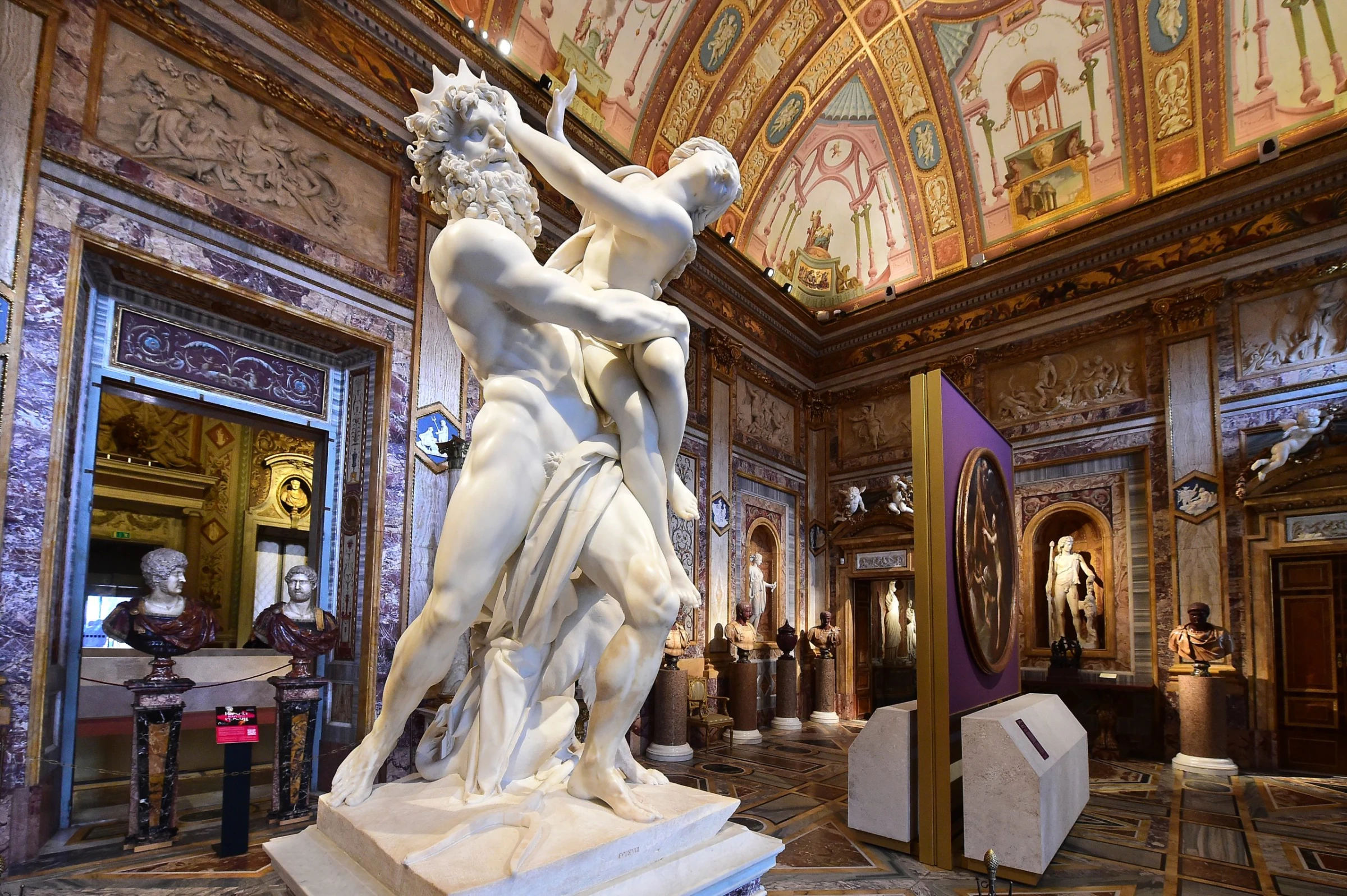 Visitors at the Galleria Borghese during the Louise Bourgeois exhibition preview in Rome