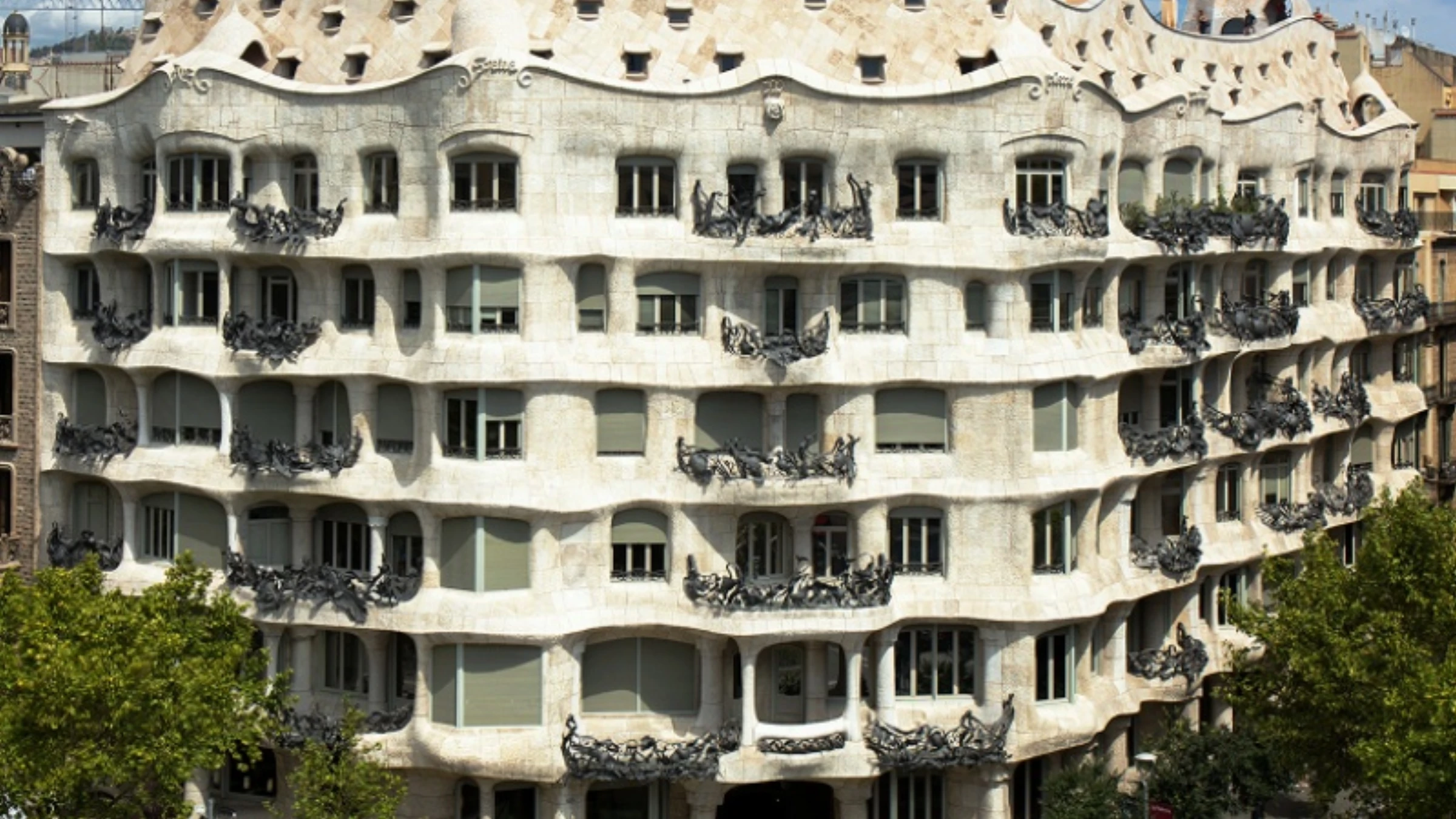 Exterior detail of Casa Milà in Barcelona.