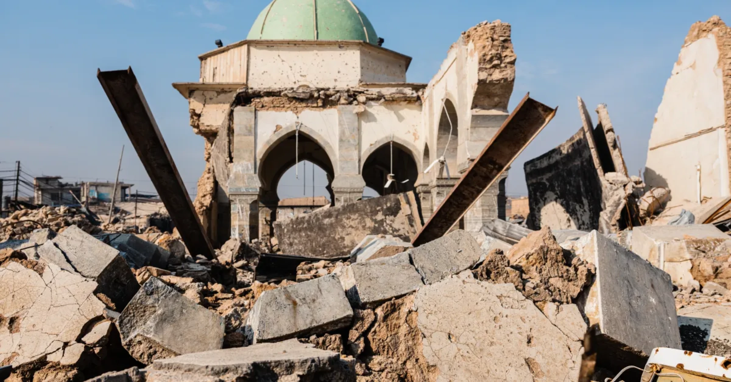 UNESCO cultural emergency response image showing damage to historic cultural sites and the international organization's efforts to protect heritage in conflict and disaster zones