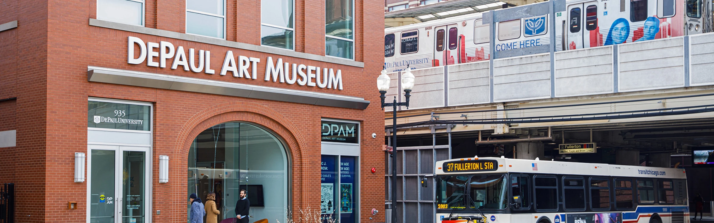 Exterior view of DePaul Art Museum building in Chicago.