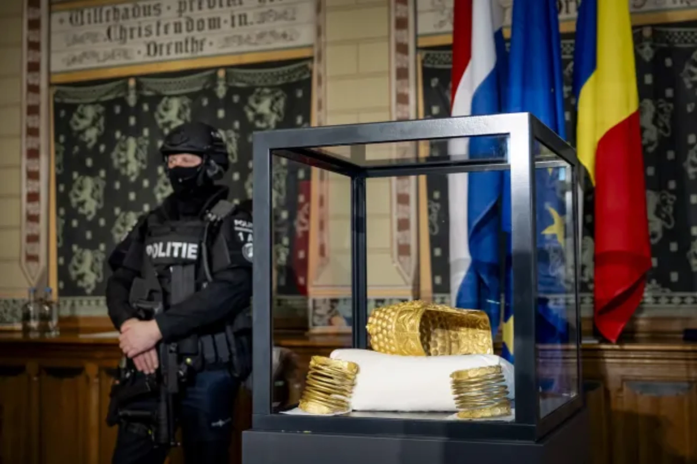 Recovered Dacian gold artifacts displayed after the Drents Museum heist case