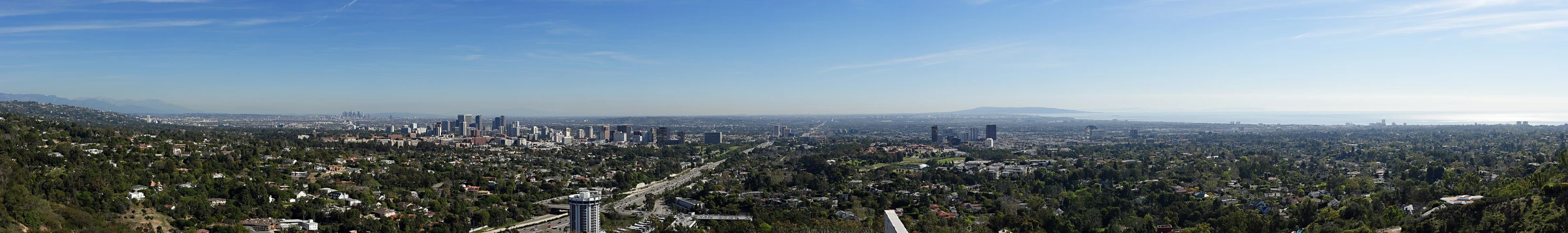 Getty Center architecture above Los Angeles skyline