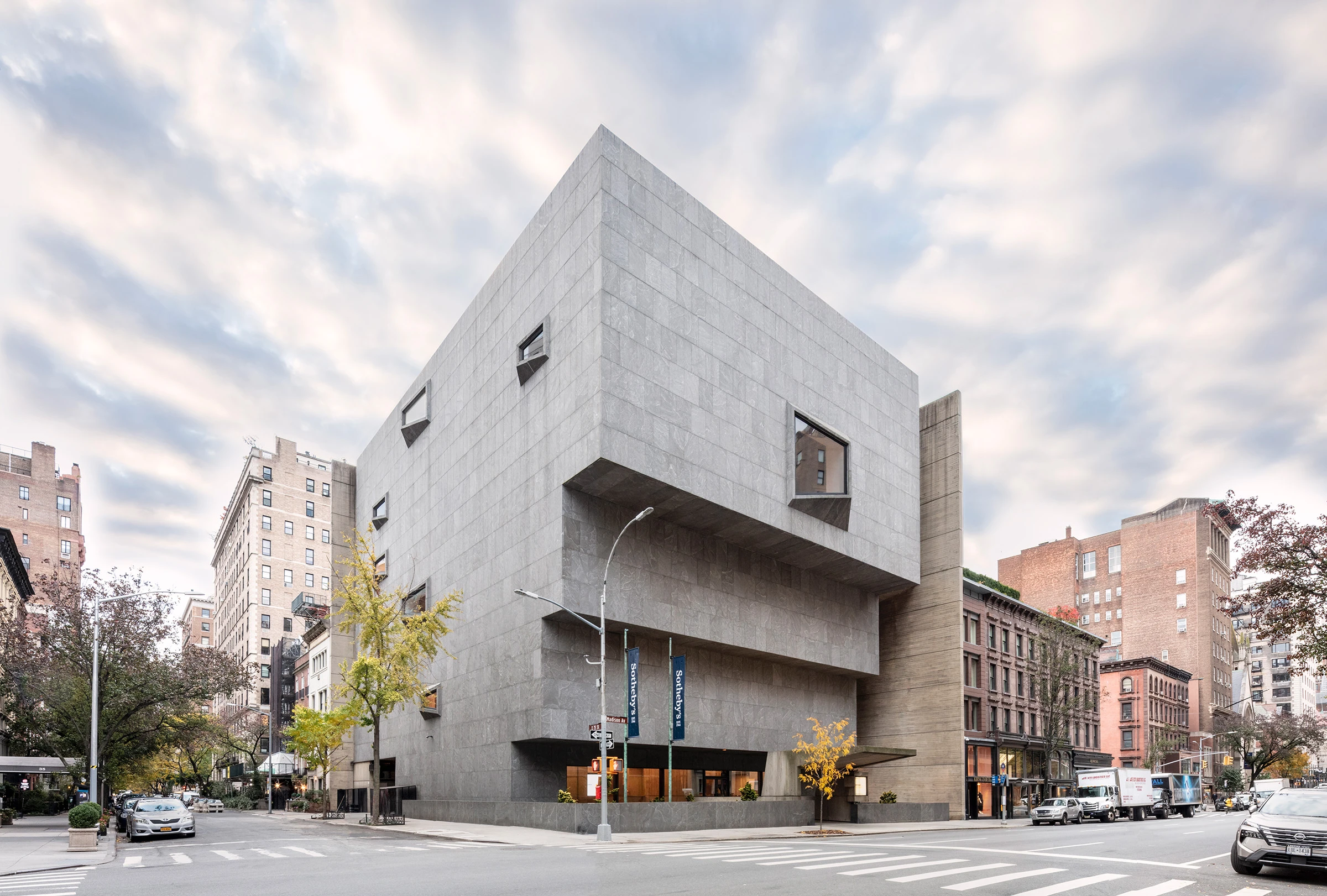 The Breuer Building facade on Madison Avenue in New York