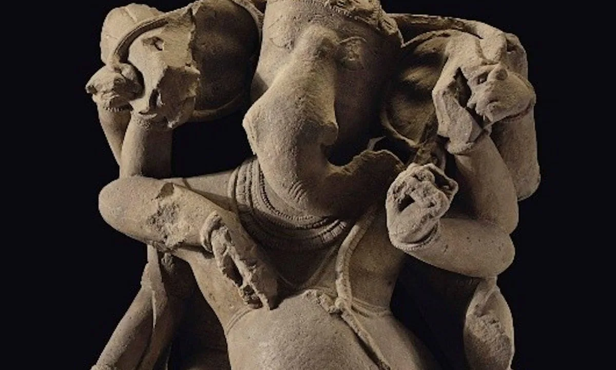 A sandstone sculpture of a dancing Ganesha recovered in a New York antiquities trafficking investigation