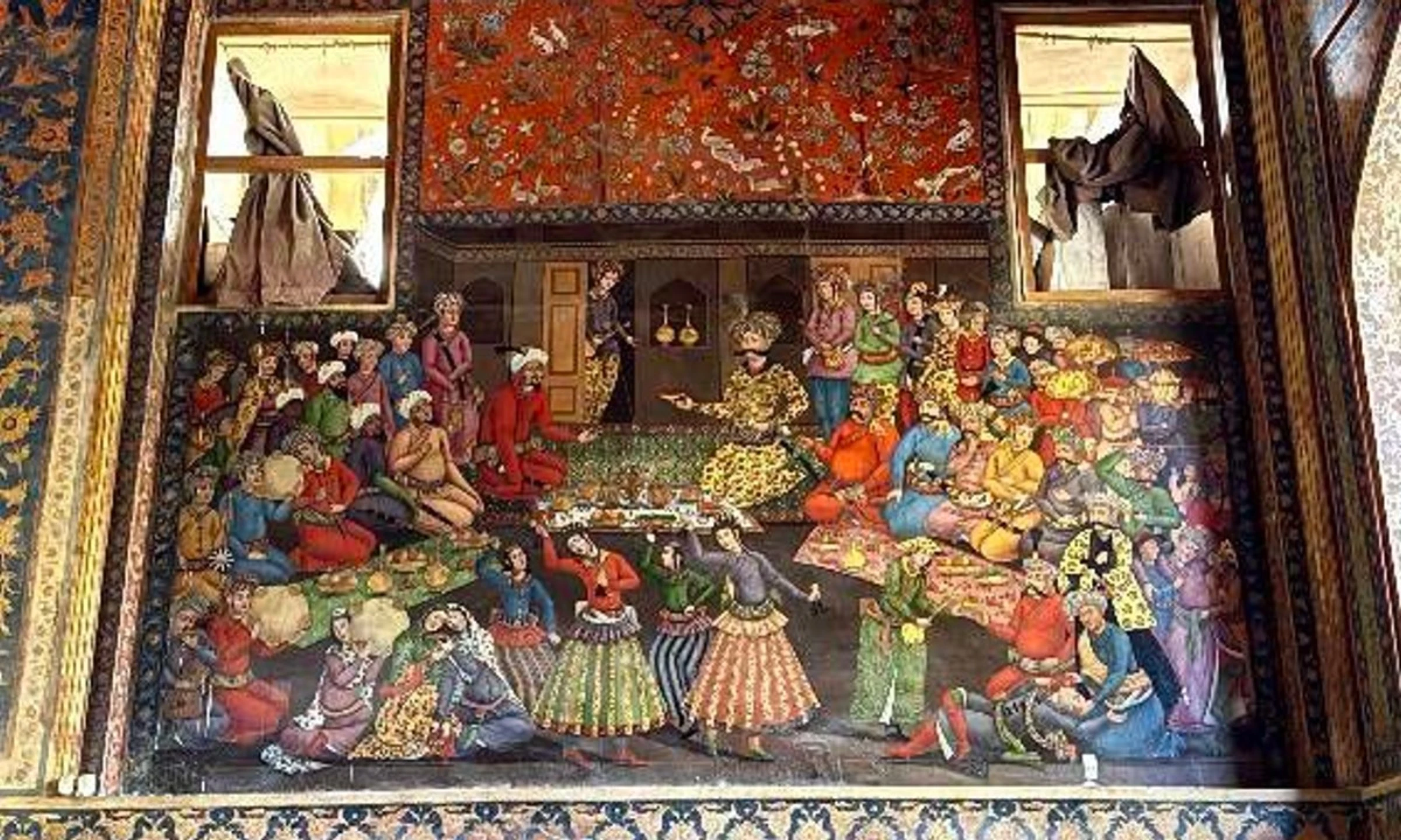 Historic structures in Isfahan showing broken windows and visible surface damage after nearby strikes.