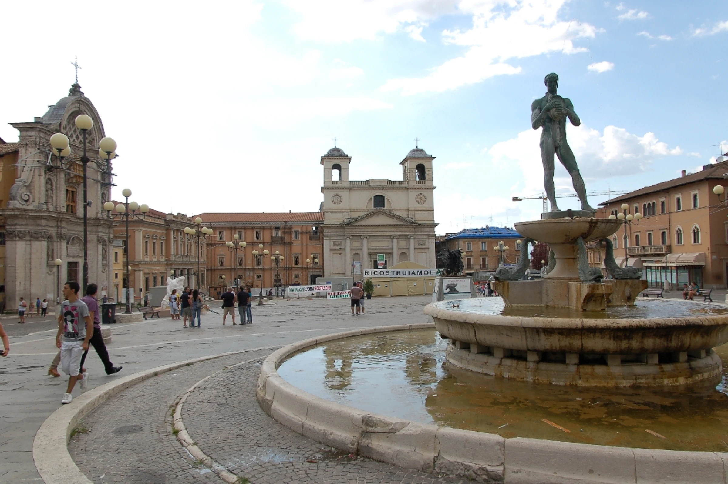 The historic center of L'Aquila, Italy, where the eight-hour art heist took place at the headquarters of fuel distribution company Lilli Petroli