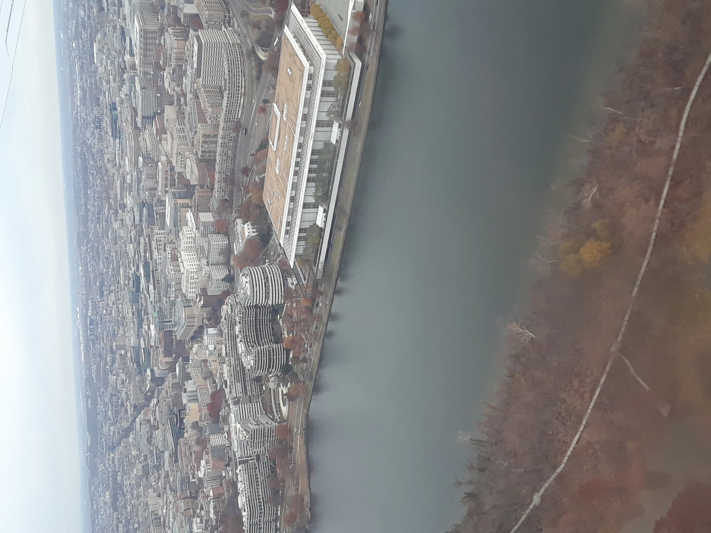 Aerial view of the Kennedy Center and surrounding Washington DC complex.