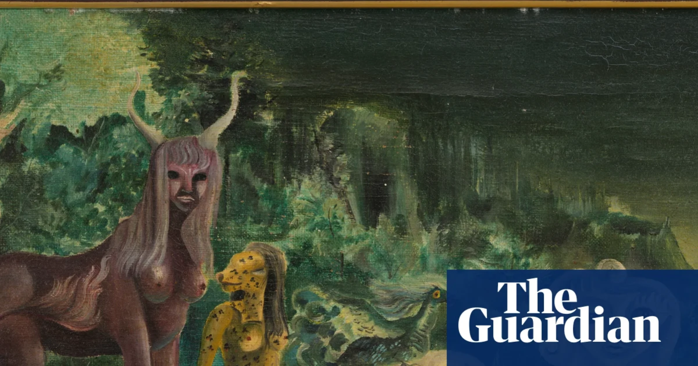Leonora Carrington's 1940 painting Villa Pilar depicting the Santander sanatorium in green tones