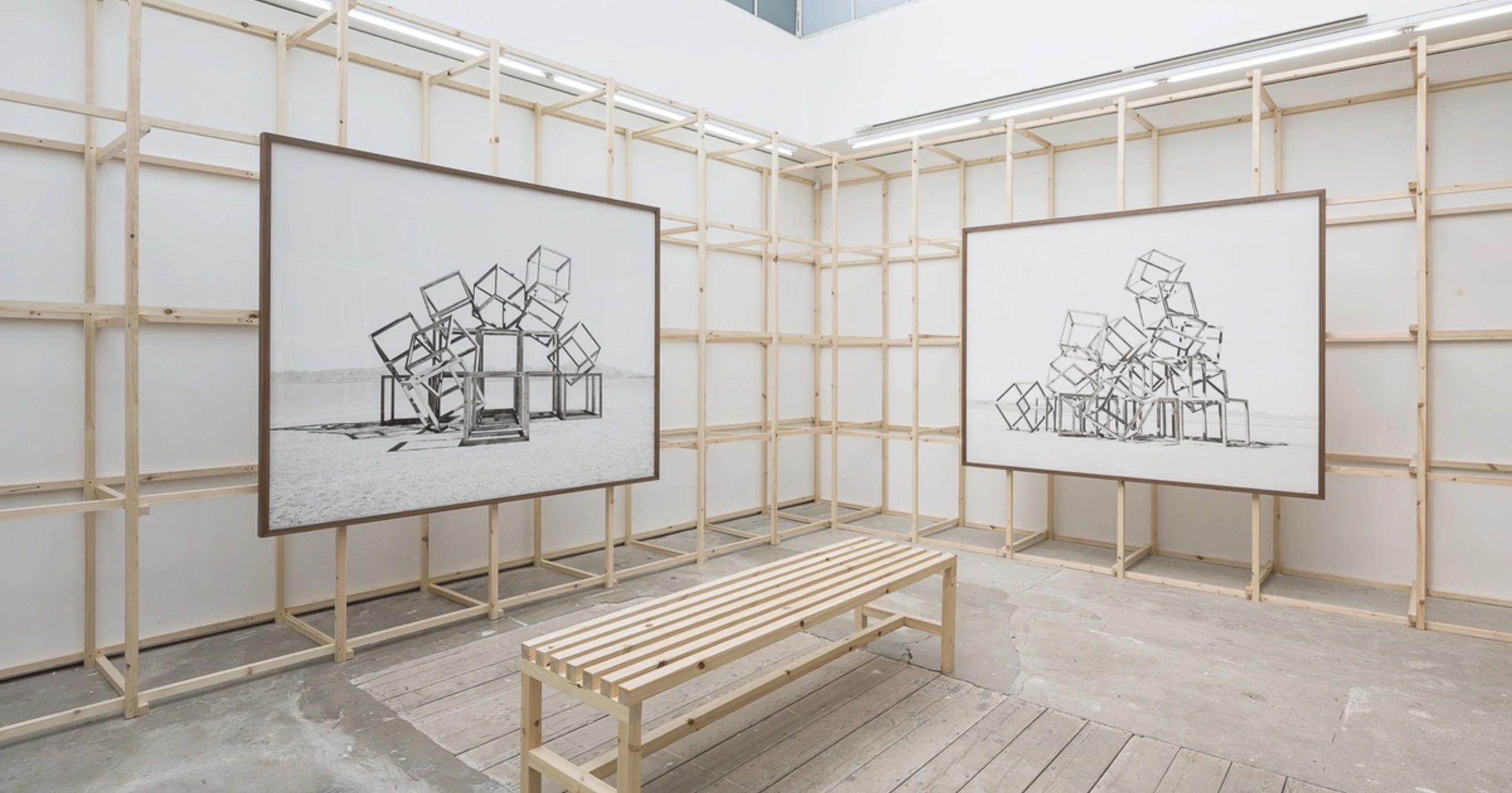 Interior gallery installation with paintings in a London commercial gallery