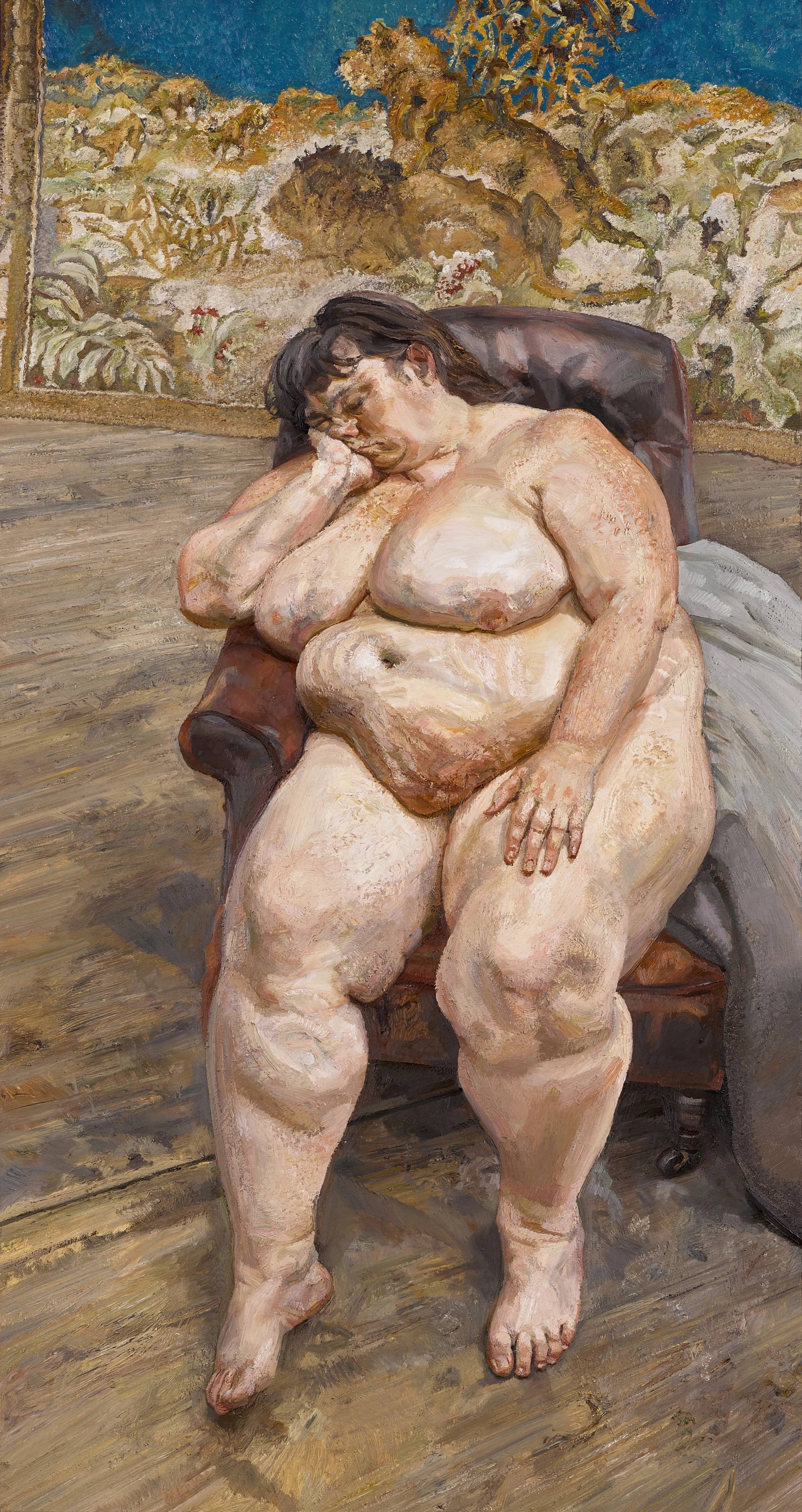 Lucian Freud painting Sleeping by the Lion Carpet on Sotheby's auction page