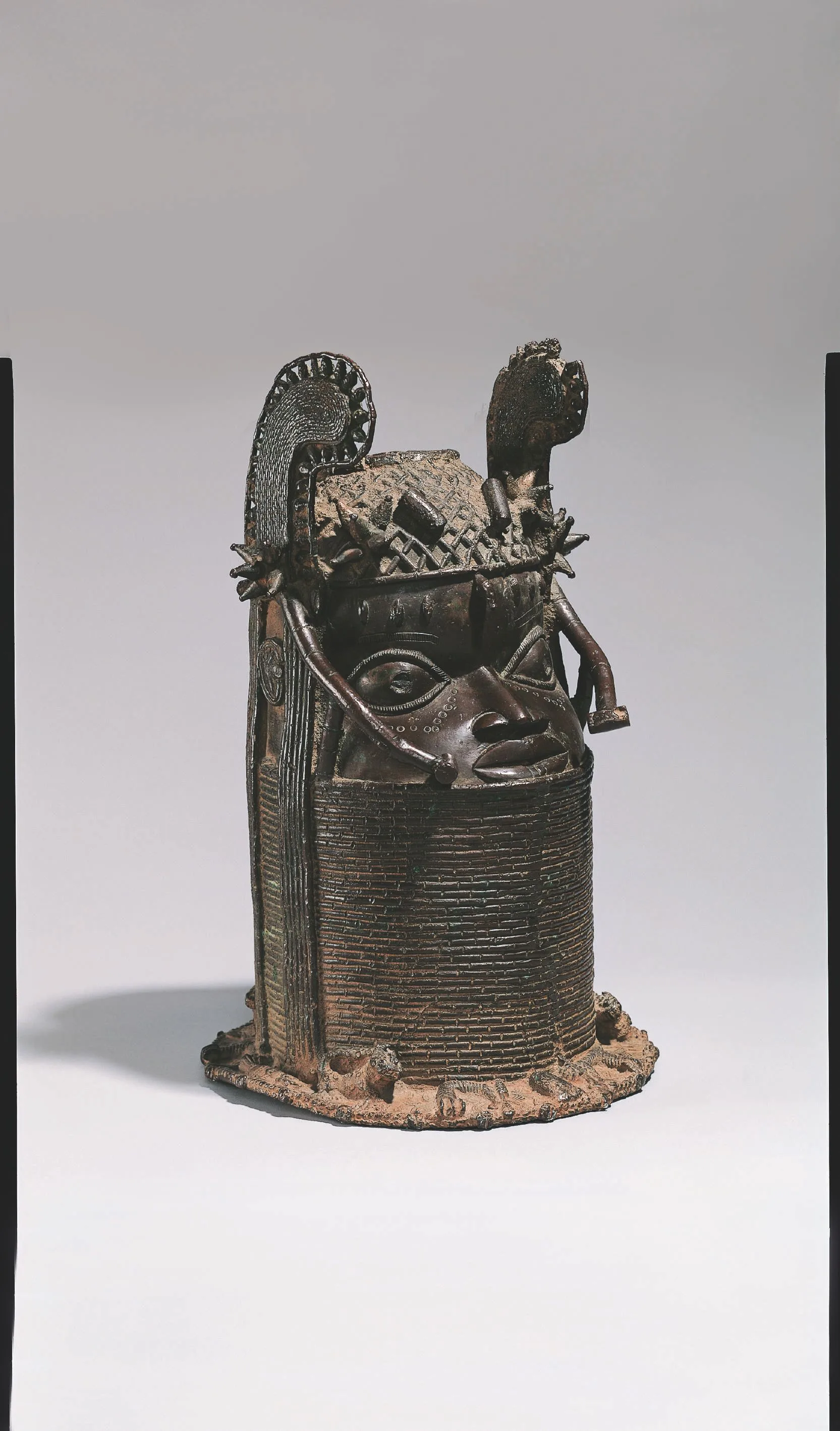 Benin bronze object in museum display