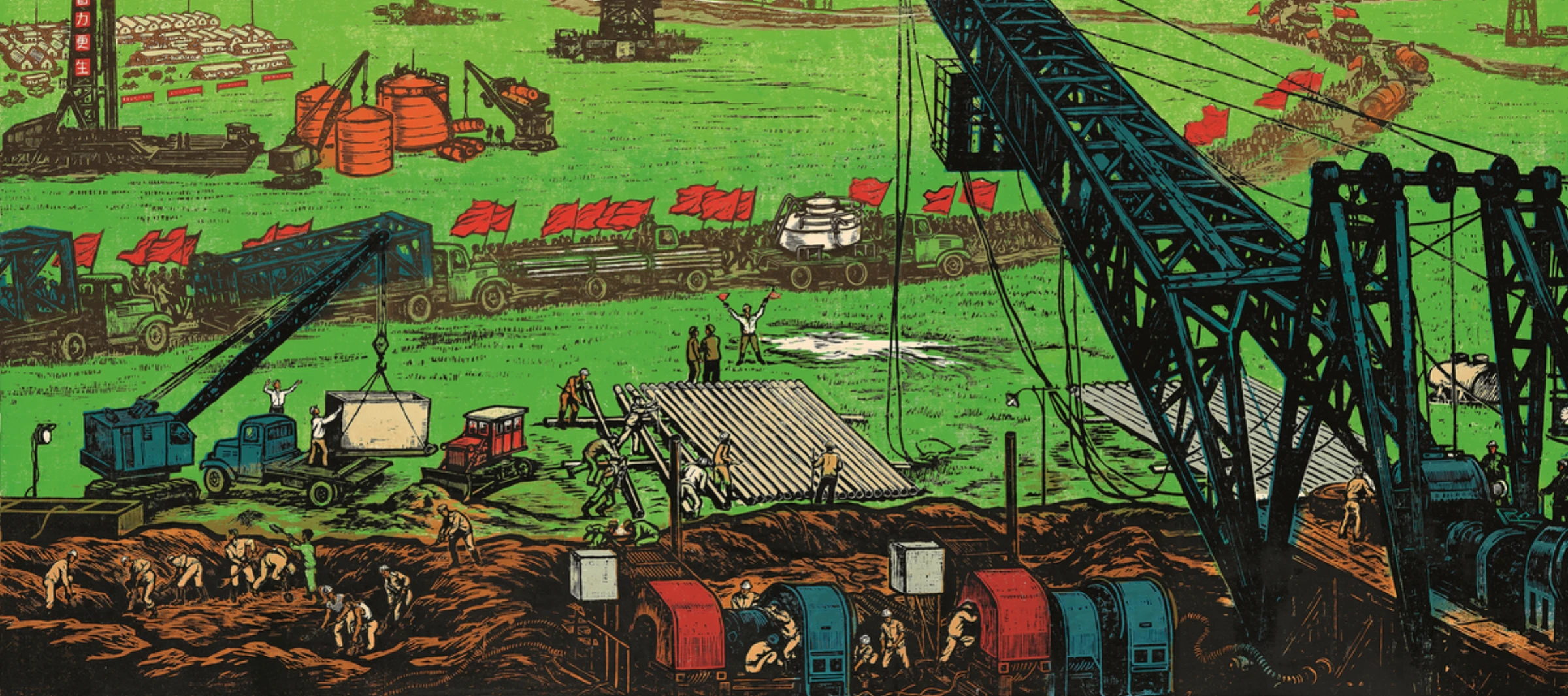 Installation view from M+ exhibition Canton Modern showing paintings and archival displays.