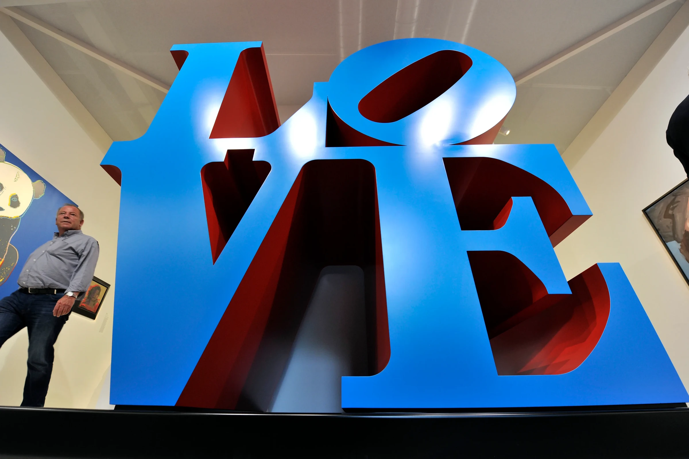 Robert Indiana's LOVE sculpture installed in a public setting.