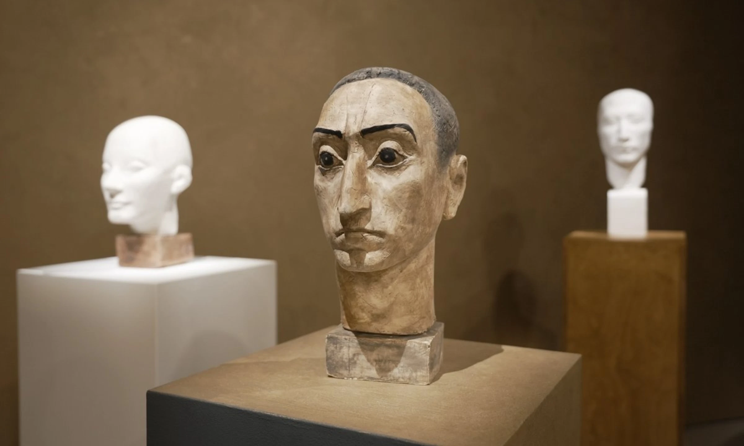 Portrait sculptures by Rusudan Gachechiladze installed in ATINATI's Cultural Center in Tbilisi