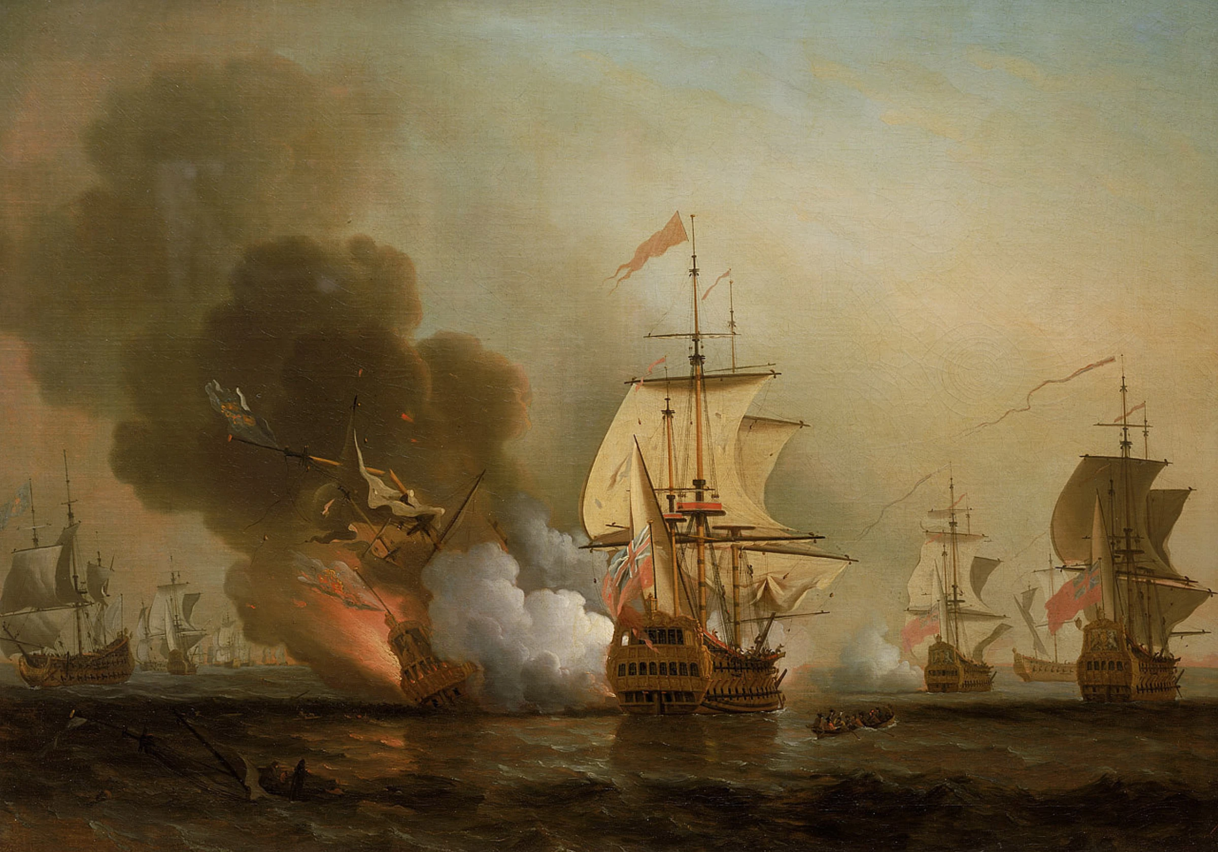 Samuel Scott painting of Wager’s Action off Cartagena showing the 1708 battle in which the San José sank
