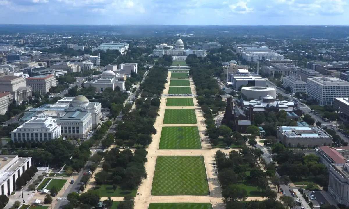 View of the National Mall and the United States Capitol in Washington, DC