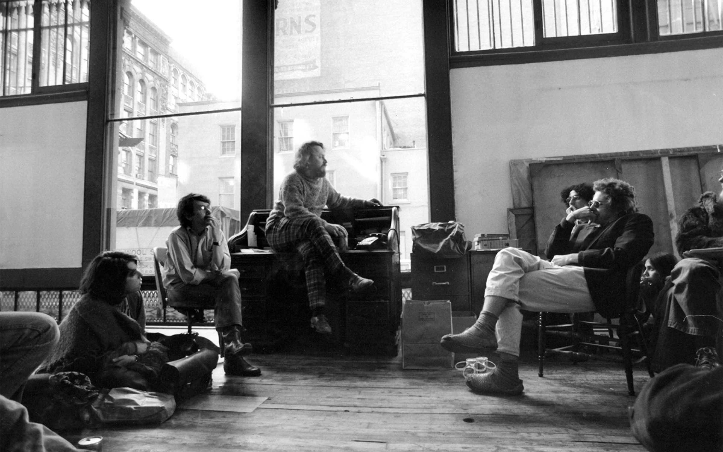 Students and speakers gathered in a Whitney Museum Independent Study Program session