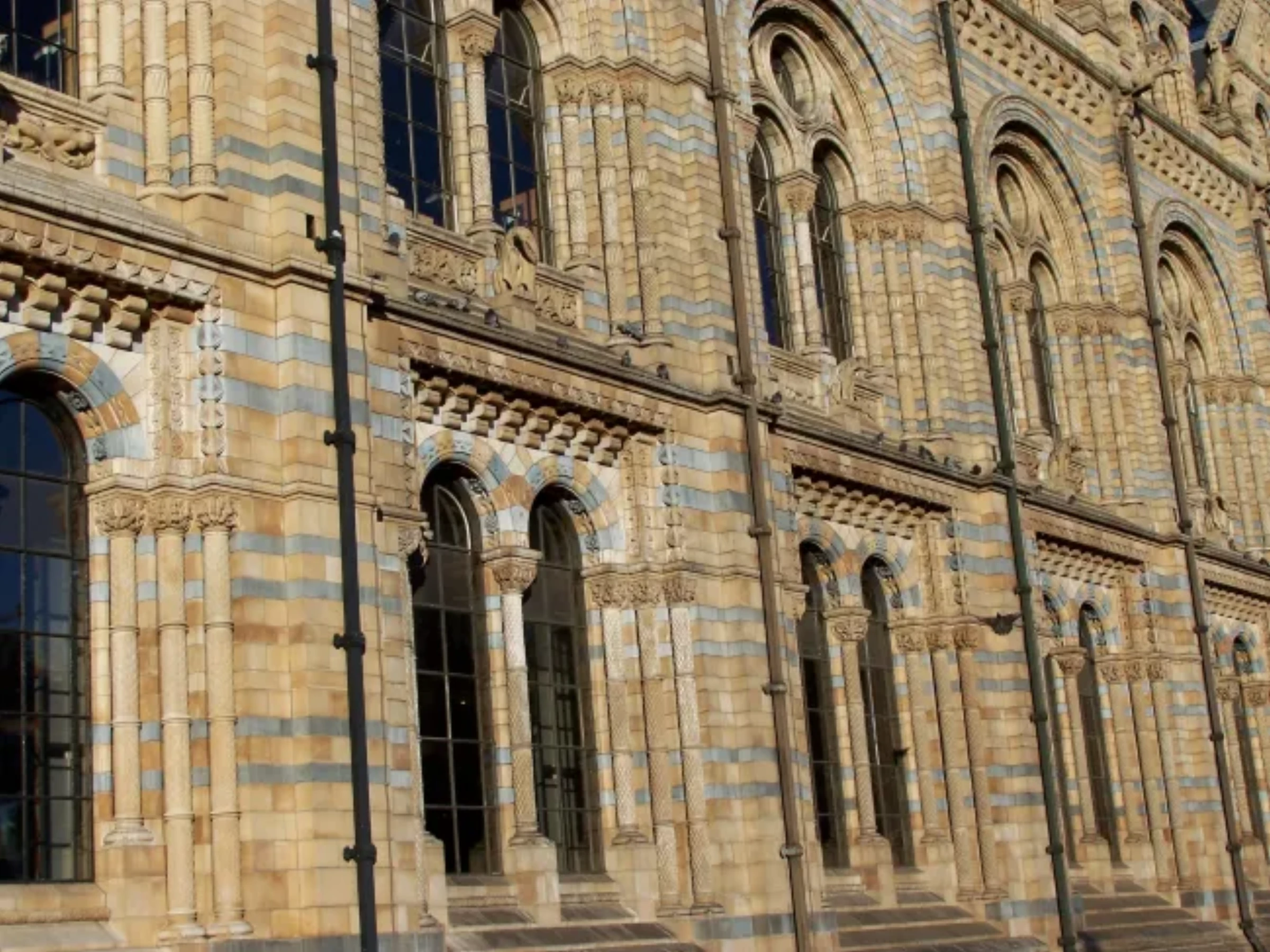 Exterior view of the Natural History Museum in London.