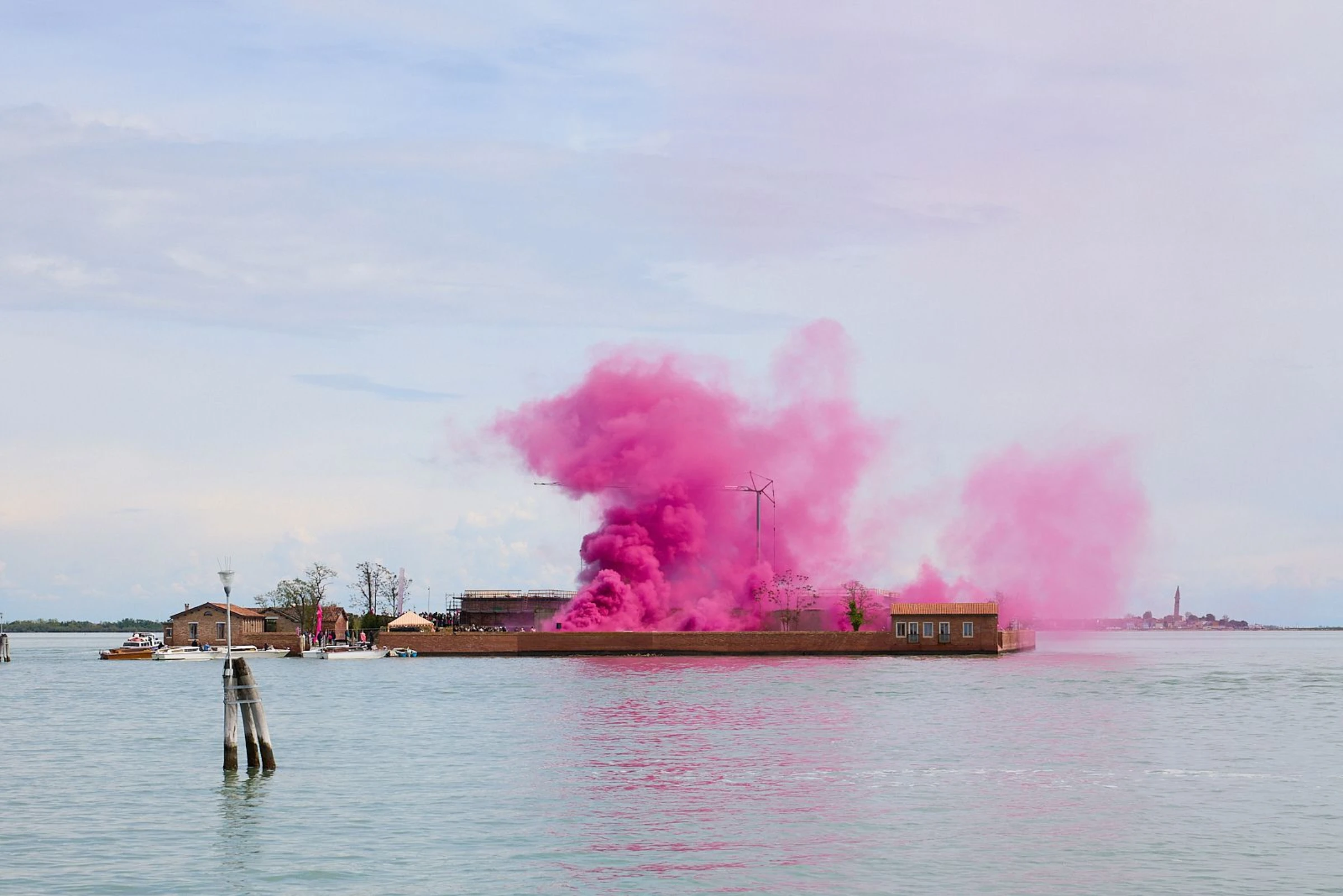 View of a Venice Biennale collateral venue along a canal route.