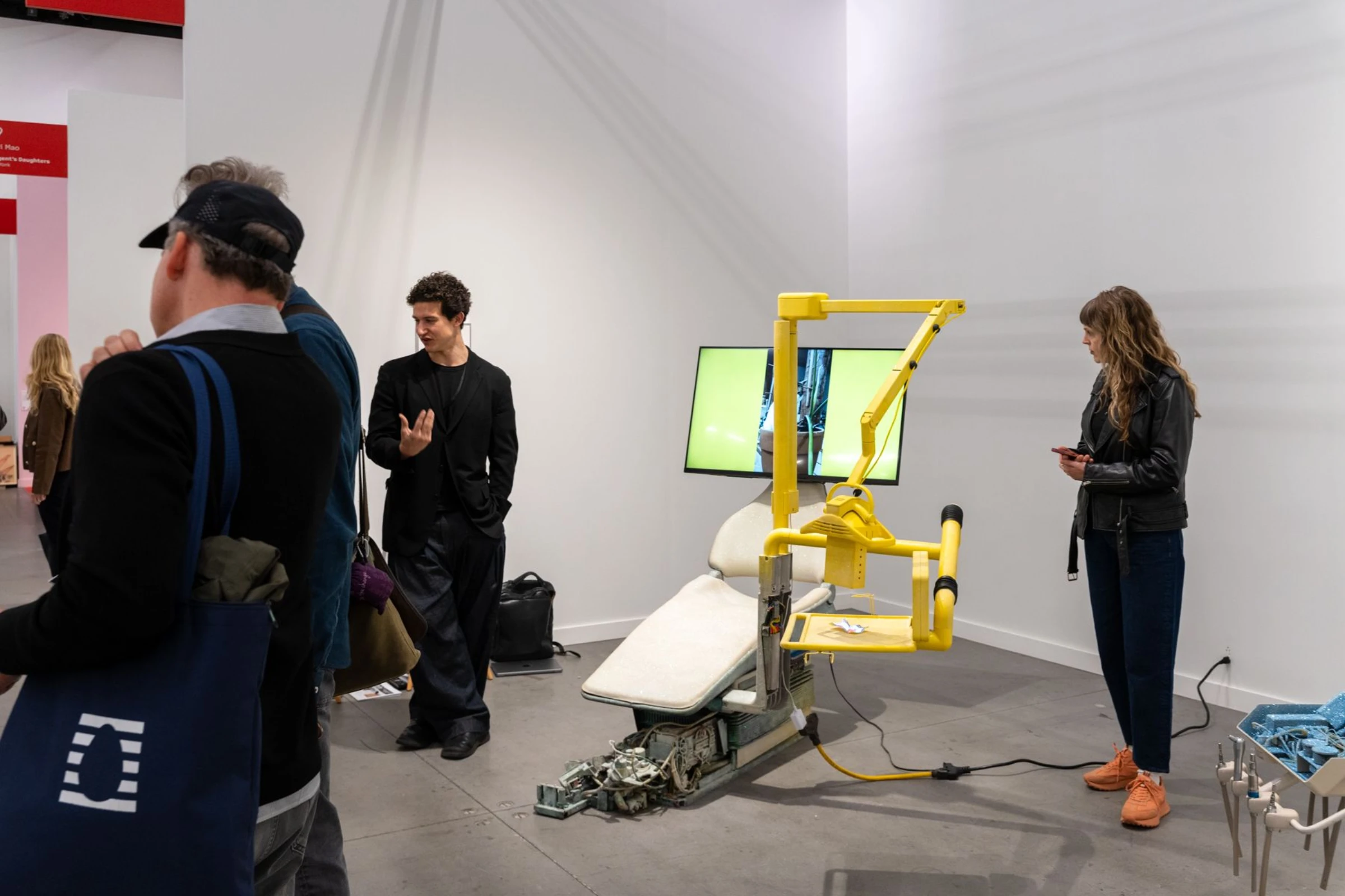 Installation at Frieze New York's Focus section featuring a dentist chair and glittering tools by Aki Goto